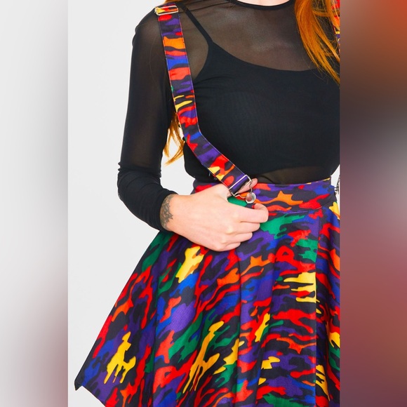 JAWBREAKER Colorful Camo Suspender Mini Skirt Size L “Now You See Me” - Picture 7 of 12